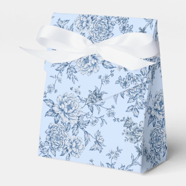 Caixinha De Lembrancinhas Floral Azul Japonês (Frente)