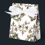 Caixinha De Lembrancinhas Floral Barroco Antigo Ornamentado<br><div class="desc">Caixa de favores com padrão de rosas antigas ornamentais em tons de roxo,  dourado e preto.</div>