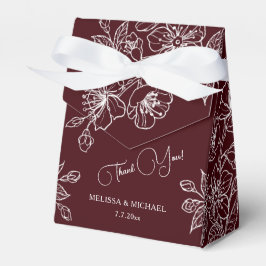 Caixinha De Lembrancinhas Floral Branco Borgonha Intenso | Casamento Persona