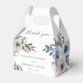 Caixinha De Lembrancinhas Floral de Casamento Azul Empoeirado Escrito Elegan