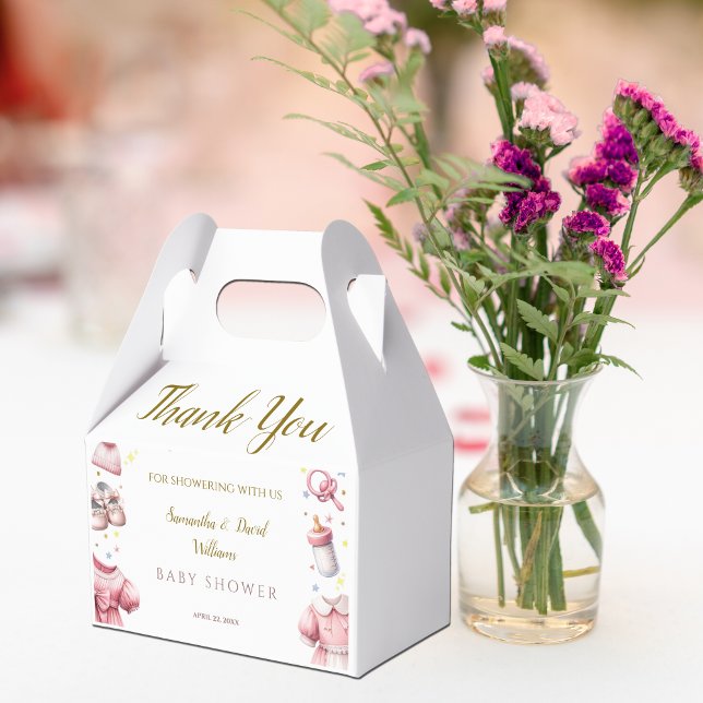 Caixinha De Lembrancinhas Floral de Chá de fraldas bonito rosa vivo (Criador carregado)