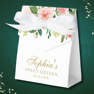 Caixinha De Lembrancinhas Floral Elegante Dourado, Cor-de-rosa-claro, Sweet