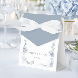 Caixinha De Lembrancinhas Floral francês azul-poeirento elegante