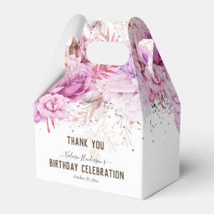 Caixinha De Lembrancinhas Floral Glitter Happy Birthday