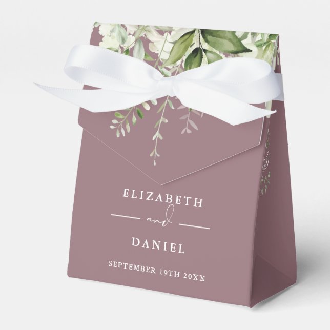 Caixinha De Lembrancinhas Floral Greenery Monograma Mauve Wedding (Frente)