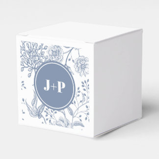 Caixinha De Lembrancinhas Floral Periwinkle Blue Monogram Wedding