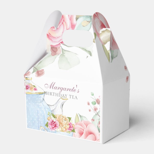Caixinha De Lembrancinhas Floral Personalizado Aniversário Tea (Frente)