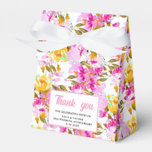 Caixinha De Lembrancinhas Floral Rosa Aniversário de 25 Anos de Casamento