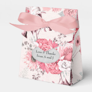 Caixinha De Lembrancinhas Floral Rosa e Prata