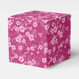 Caixinha De Lembrancinhas Floral rosa pequeno fofo com fundo magenta