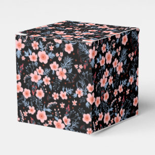 Caixinha De Lembrancinhas Floral rosa pequeno fofo com fundo preto