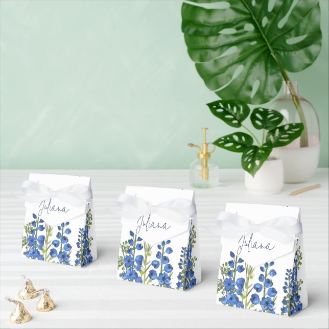 Caixinha De Lembrancinhas Flores Azuis Delfinium de julho (Múltiplo)