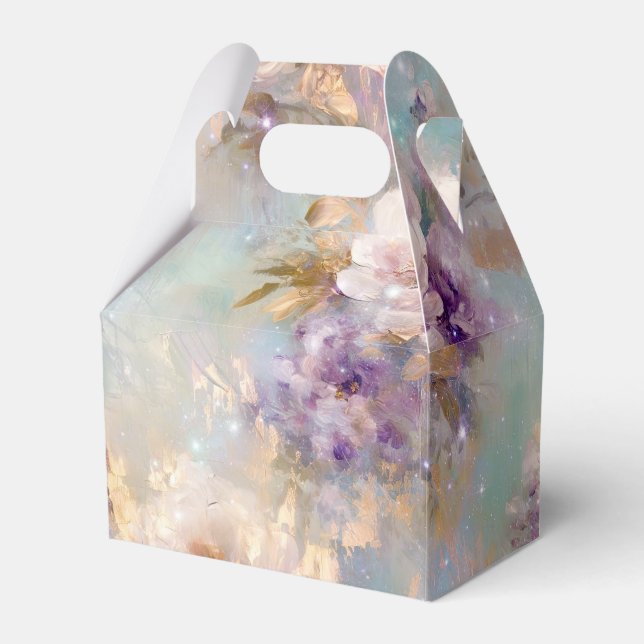 Caixinha De Lembrancinhas Flores brancas roxas Douradas femininas (Frente)