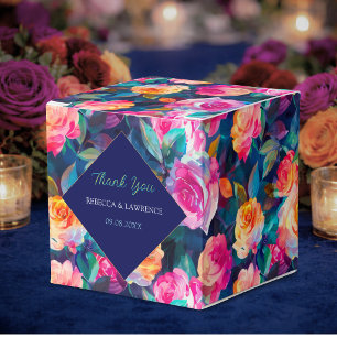 Caixinha De Lembrancinhas Flores coloridas elegantes casamento