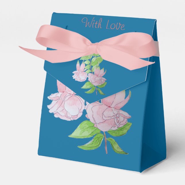 Caixinha De Lembrancinhas Flores cor-de-rosa e pintura design (Frente)