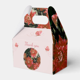 Caixinha De Lembrancinhas Flores Corais Borboleta Floral Obrigado