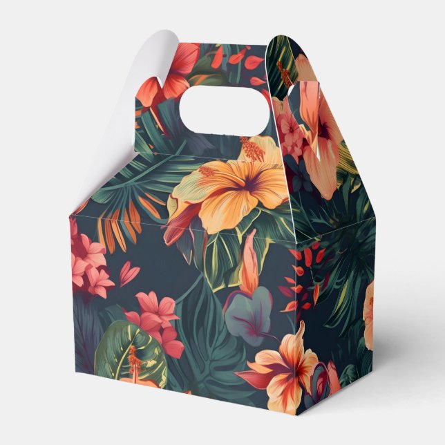 Caixinha De Lembrancinhas Flores De Hibisco, Um Padrão Floral Tropical (Frente)
