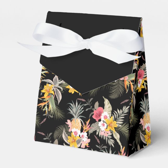 Caixinha De Lembrancinhas Flores de Hibiscus do Ananases em Tensão Negra (Frente)