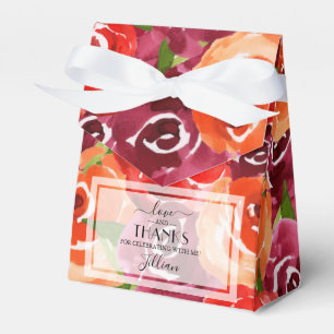 Caixinha De Lembrancinhas Flores De Laranja Vermelho Roxo Escuro