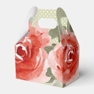Caixinha De Lembrancinhas Flores de Rosas Vermelhas em Aquarela no Gable