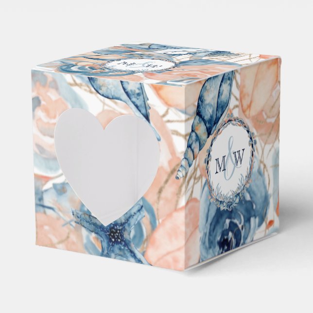 Caixinha De Lembrancinhas Flores de Seashell de Praia Náutica (Frente)