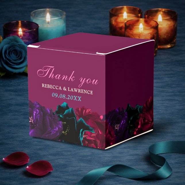 Caixinha De Lembrancinhas Flores de tons joia para casamento (Criador carregado)