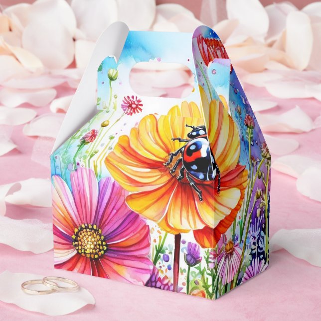 Caixinha De Lembrancinhas Flores e Damibugs (Casamento)