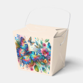 Caixinha De Lembrancinhas Flores Florais De Borboleta De Aquarela Azul Rosa