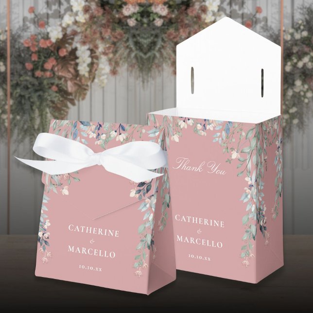 Caixinha De Lembrancinhas Flores Florais Dusty Rosa Pink Casamento (Wildflowers Floral Dusty Rose Pink Wedding Favor Boxes)