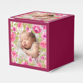 Caixinha De Lembrancinhas Flores & Folhas Vintage em Moldura - Quadrada 1 + 