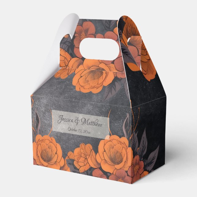 Caixinha De Lembrancinhas Flores Laranja simples Elegantes  (Frente)