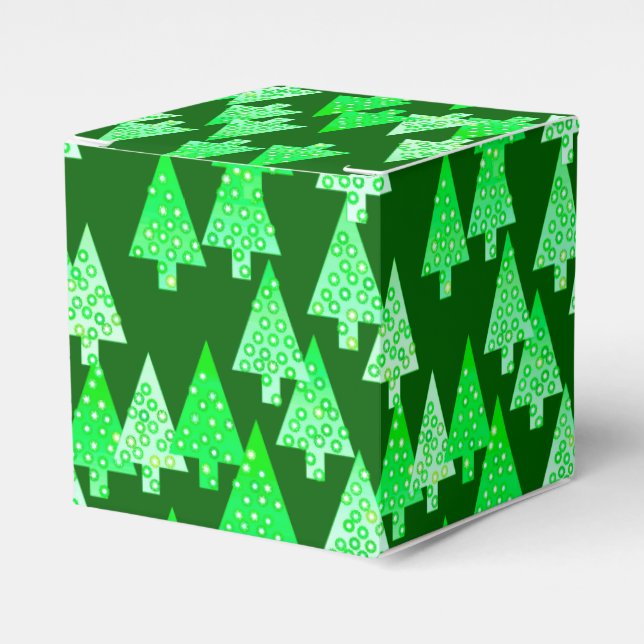 Caixinha De Lembrancinhas Flores modernas árvores de Natal - Pinho verde (Frente)