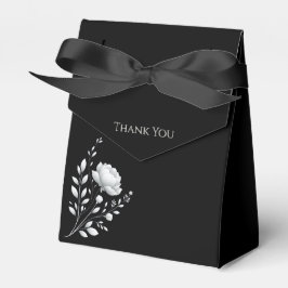 Caixinha De Lembrancinhas Flores Negras e Brancas Modernas Elegantes