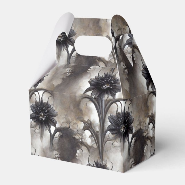 Caixinha De Lembrancinhas Flores Pretas do Estilo Gótico (Frente)