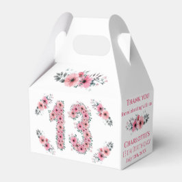 Caixinha De Lembrancinhas Flores Rosa Grande Folhagem Verde 13 de Aniversári