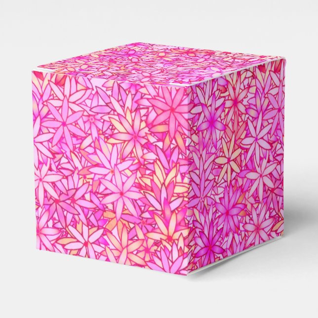 Caixinha De Lembrancinhas flores rosa, pêssego, orquídea e coral (Frente)