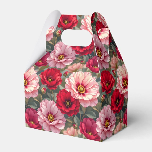 Caixinha De Lembrancinhas Flores rosa, vermelho e malva  (Frente)