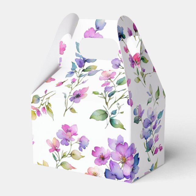 Caixinha De Lembrancinhas Flores silvestres cor-de-rosa-rosa-Elegante (Frente)