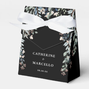 Caixinha De Lembrancinhas Flores Silvestres Florais Casamento Preto e Branco