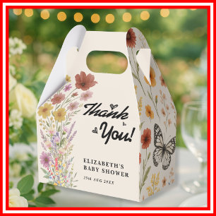 Caixinha De Lembrancinhas Flores Silvestres Florais   Obrigada Boho Borbolet