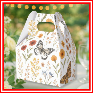 Caixinha De Lembrancinhas Flores Silvestres Floral Boho Borboleta