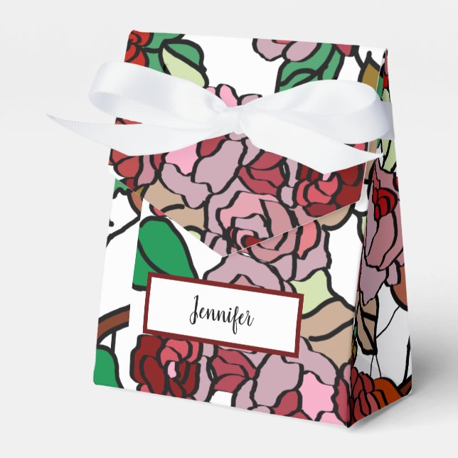 Caixinha De Lembrancinhas Flores Vermelhas Brilhantes E Bonitas (Frente)