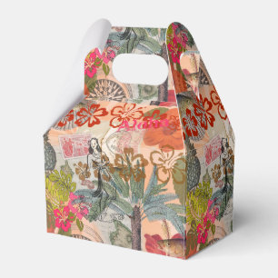 Caixinha De Lembrancinhas Flores Vintage Hula Coloridas Havaianas Tropicais