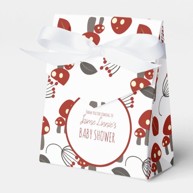 Caixinha De Lembrancinhas Floresta de Chá de fraldas de Cogumelo Bonito Obri (Frente)