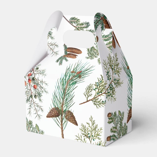 Caixinha De Lembrancinhas Floresta de Conífer de Pinho de Natal Festiva (Frente)