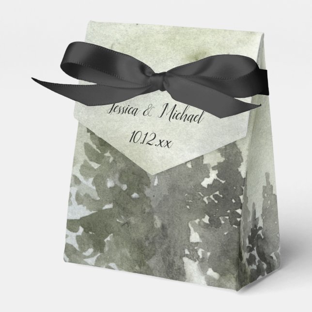 Caixinha De Lembrancinhas Floresta Florestal de Aquarela (Frente)