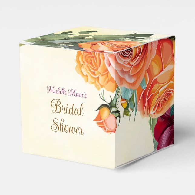 Caixinha De Lembrancinhas Flowery Fall Bridal Shower Favor Box (Frente)