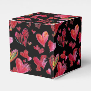 Caixinha De Lembrancinhas Flying Love Hearts on Black Paper Box