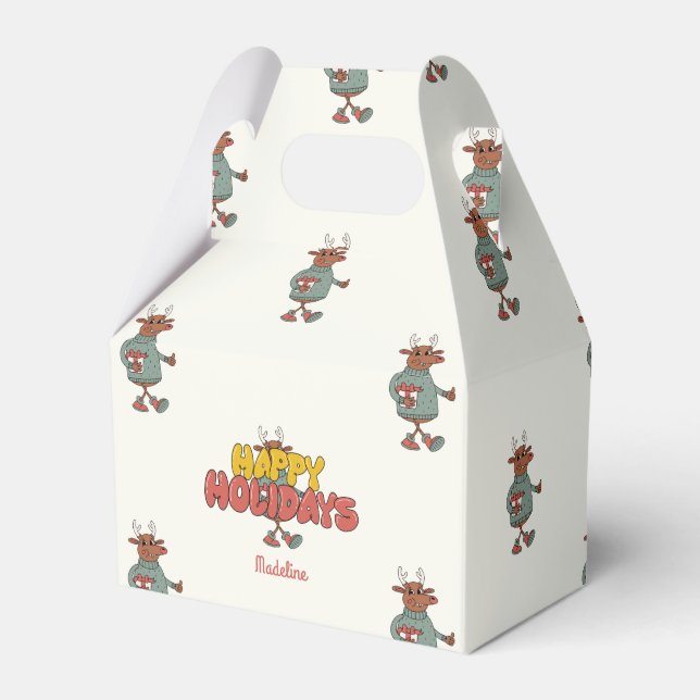 Caixinha De Lembrancinhas Fofo rudolf férias de Natal (Frente)