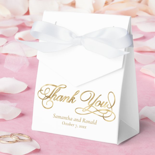 Caixinha De Lembrancinhas Folha Branca e Ouro Obrigado Casamento Calliográfi (Casamento)